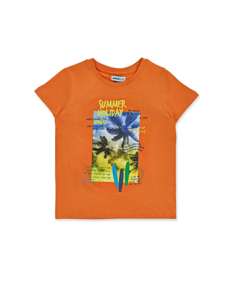 Orange knit t-shirt for boy Beach Days