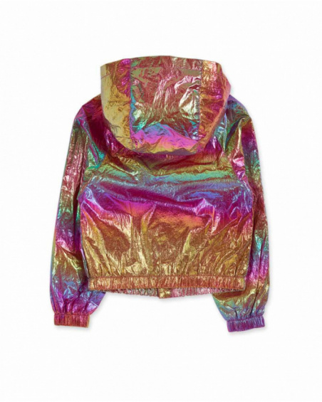 Pink hologram flat jacket for girl Paradiso beach