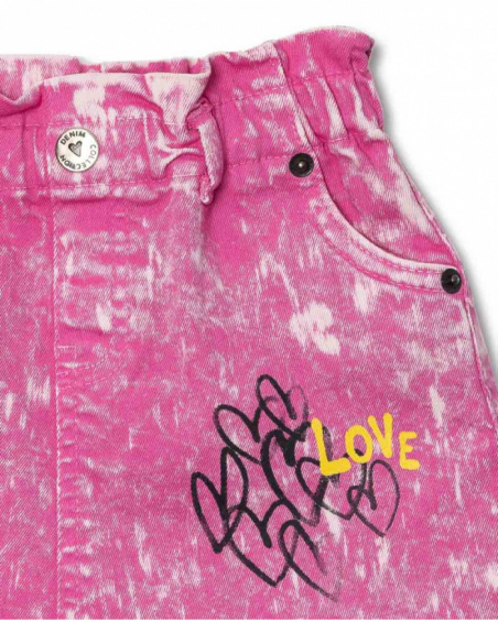 Fuchsia denim skirt for girl Rebel Girl
