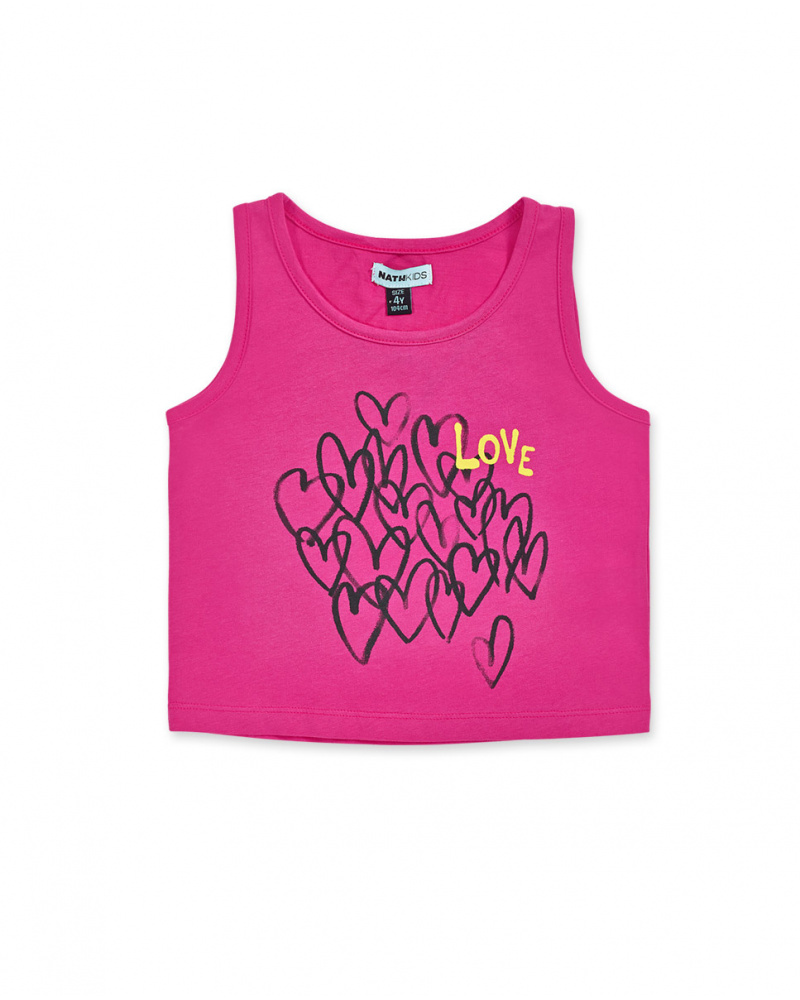 Fuchsia knit tank top for girl Rebel Girl