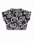 Black knit printed t-shirt for girl One day in NYC