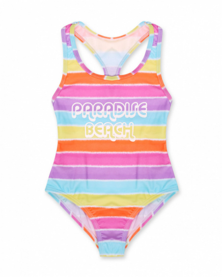 Striped swimsuit girl Paradiso beach
