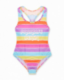 Striped swimsuit girl Paradiso beach