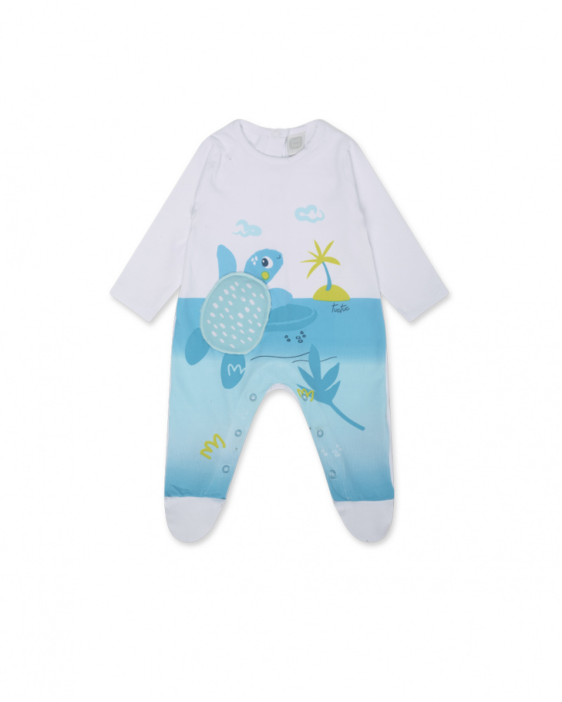 White knitted romper for boy Turtles