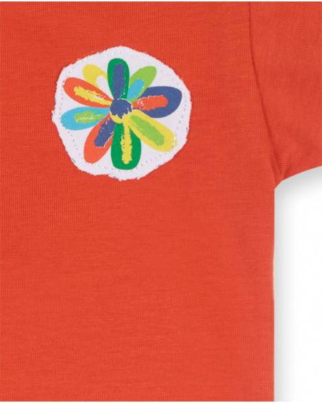 Embroidered red knit T-shirt for girl Holidays