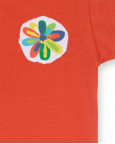 Embroidered red knit T-shirt for girl Holidays