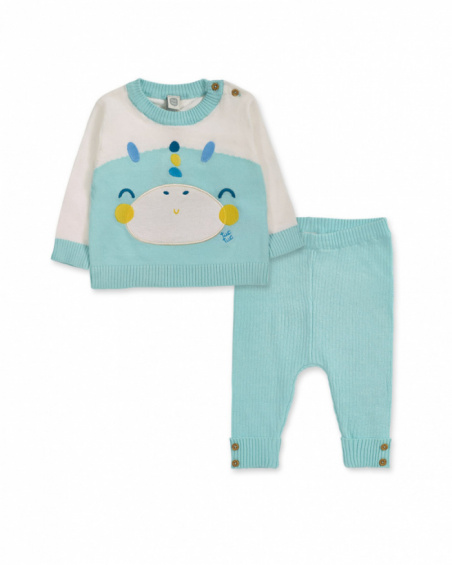 Blue knitted set for boy Dragon Finder