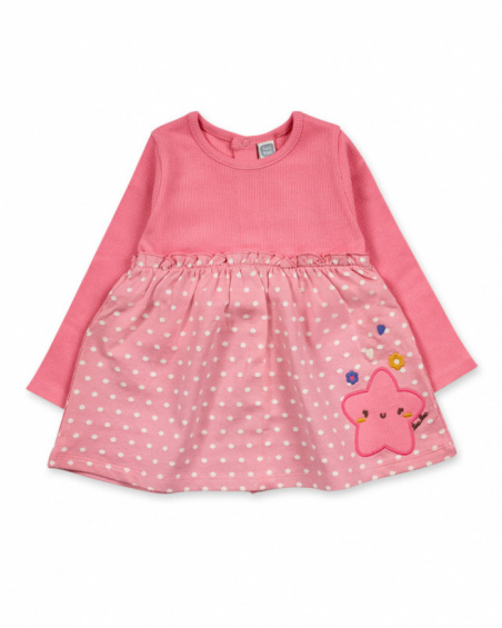 Pink knit dress for girl Happy Cookies