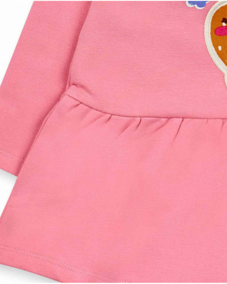 Pink plush dress for girl Happy Cookies