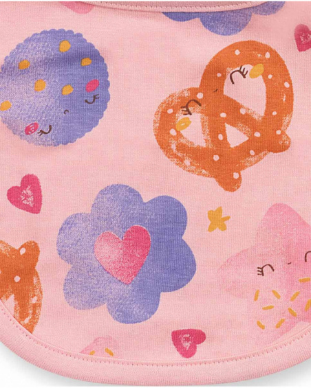Pack 2 pink bandana bibs for girl Happy Cookies