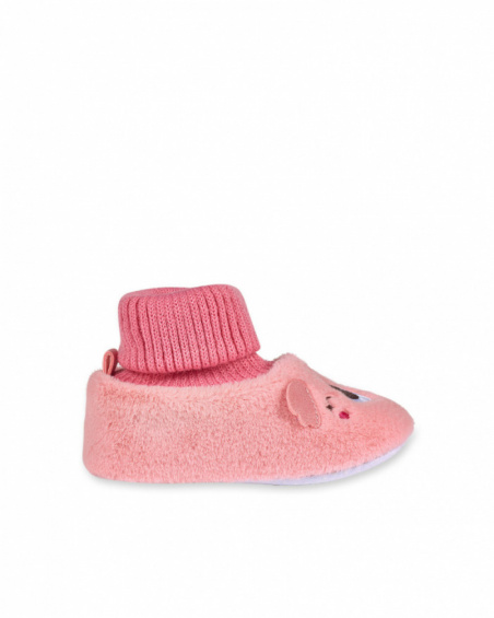 Pink knitted booties for girl Happy Cookies