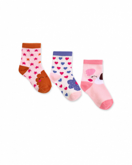 Set of 3 colored socks for girl Happy Cookies
