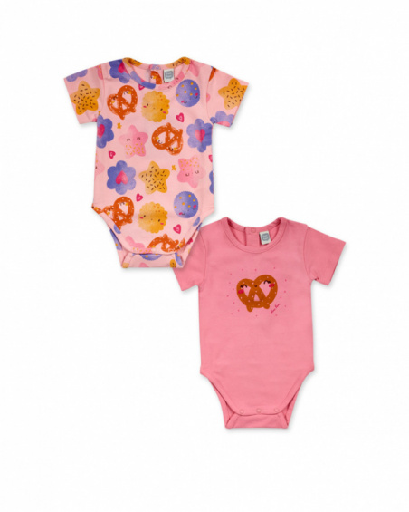 Pack 2 knitted bodysuits for girl Happy Cookies