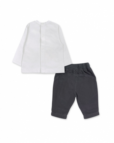 Gray flat knitted set for boy P'tit Zoo