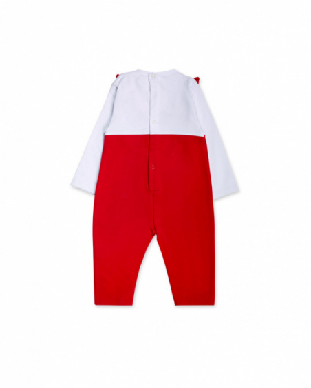 Red plush knit romper for girl P'tit Zoo