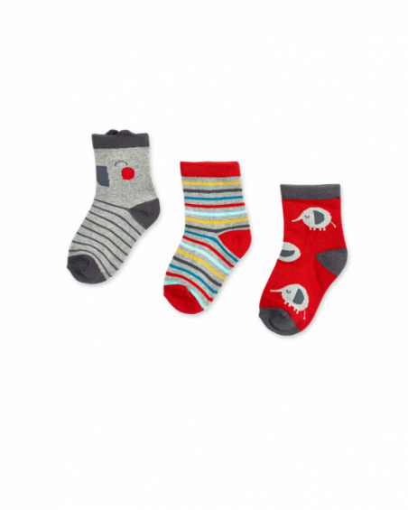 Set of 3 colored socks for boys P'tit Zoo