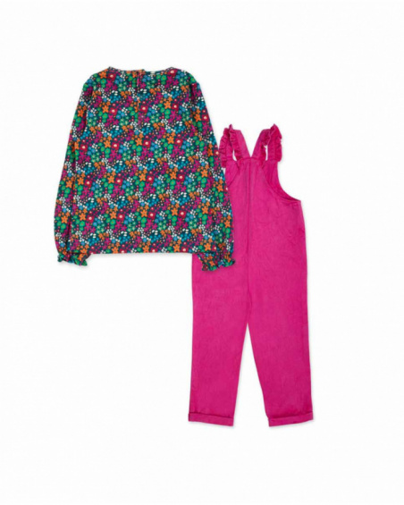 Pink knitted twill set for girl Trecking Time