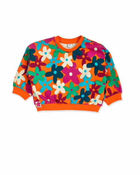 Orange fleece sweatshirt for girl Trecking Time