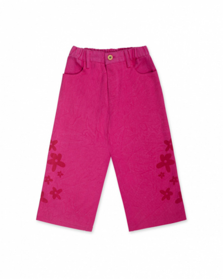 Pink twill trousers for girl Trecking Time