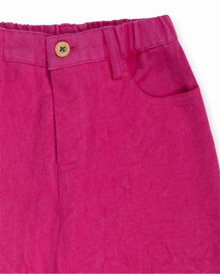 Pink twill trousers for girl Trecking Time