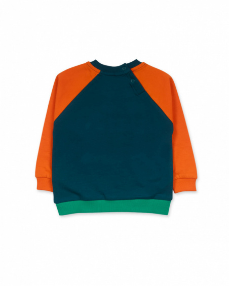 Green orange fleece sweatshirt for boy Trecking Time