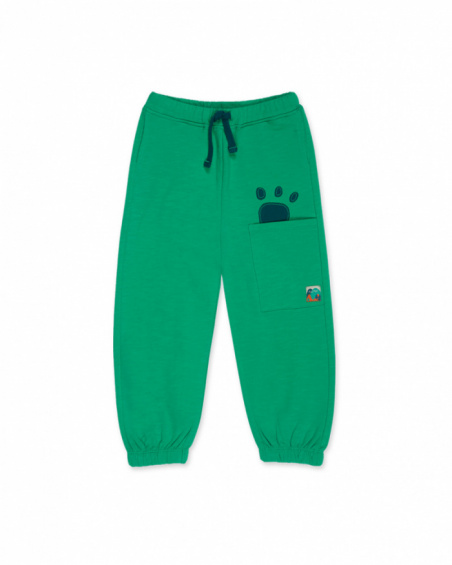 Green fleece trousers for boy Trecking Time