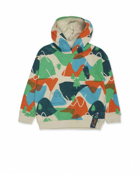 Beige fleece sweatshirt for boy Trecking Time
