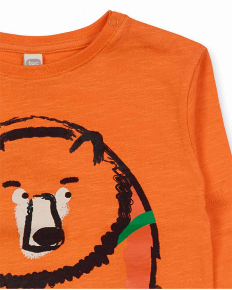 Orange knit T-shirt for boy Trecking Time