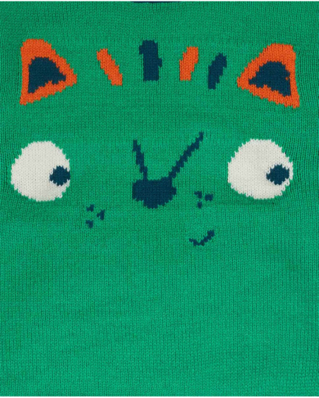 Green tricot jumper for boy Trecking Time