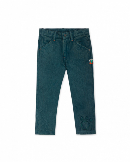 Green twill trousers for boy Trecking Time