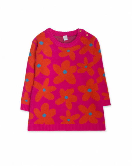 Fuchsia tricot dress for girl Trecking Time