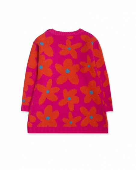 Fuchsia tricot dress for girl Trecking Time