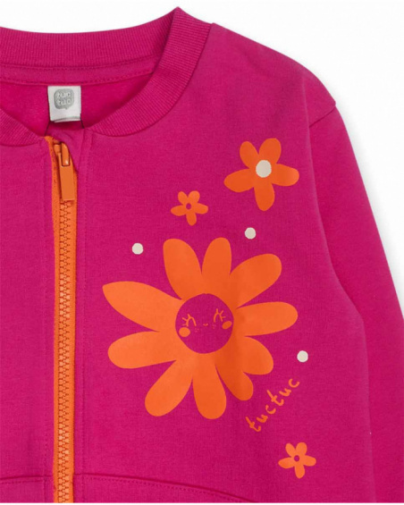 Fuchsia fleece sweatshirt for girl Trecking Time