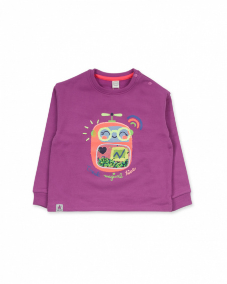 Lilac plush sweatshirt for girl Robot Maker