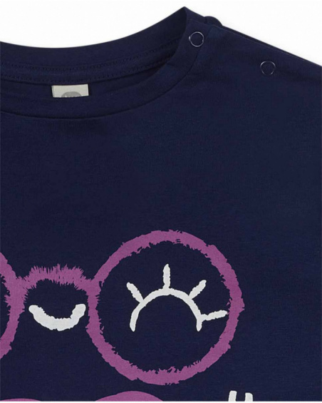 Blue knit T-shirt for girl Robot Maker