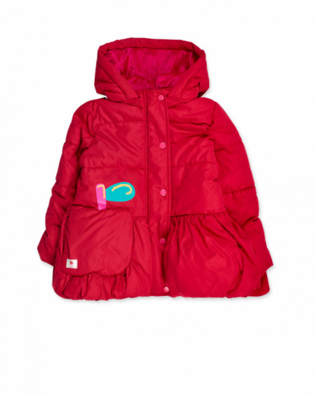 Red padded parka for girl Besties collection