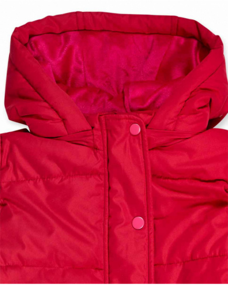Red padded parka for girl Besties collection
