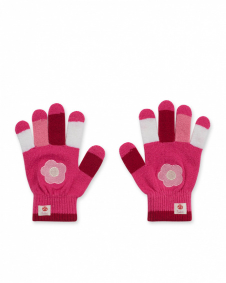 Pink knitted gloves for girl Besties