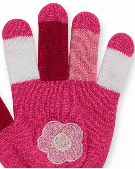 Pink knitted gloves for girl Besties