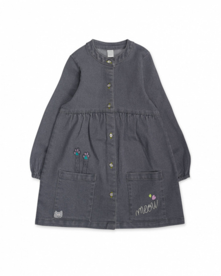 Gray denim dress for girl Cattitude