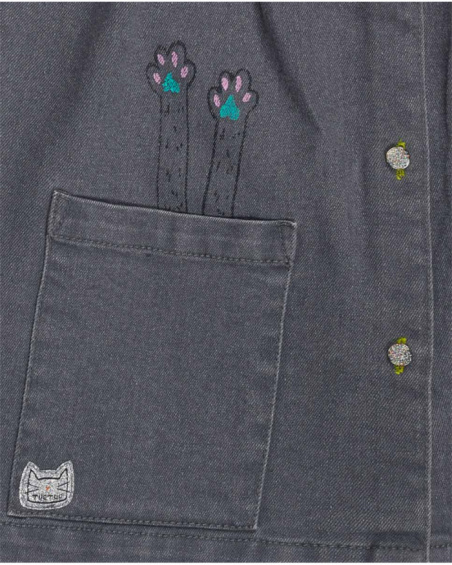 Gray denim dress for girl Cattitude