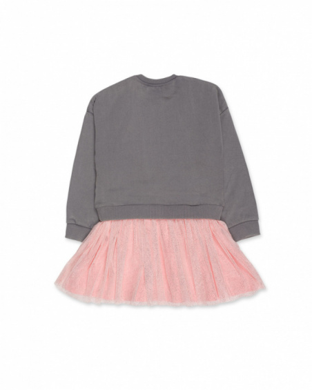 Gray knitted plush dress for girl Cattitude