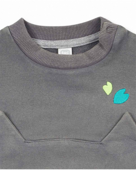 Gray knit t-shirt for girl Cattitude