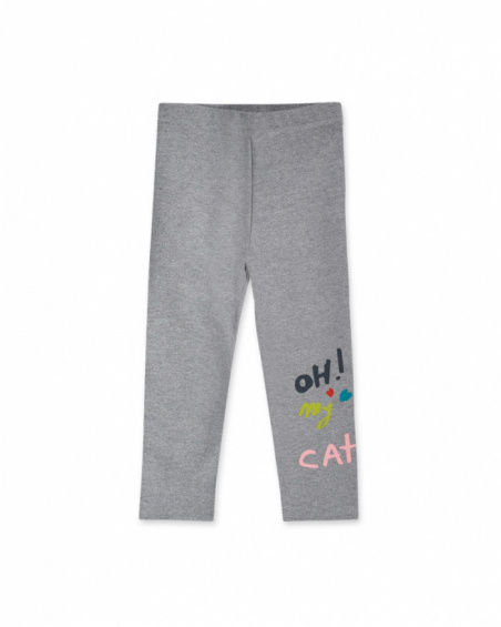 Gray plush legging for girl Cattitude