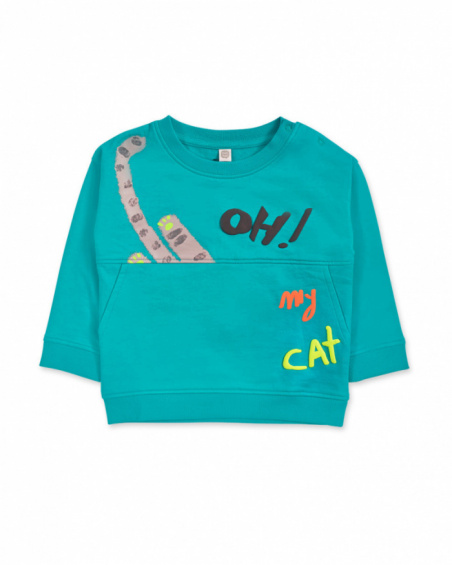 Blue fleece sweatshirt for boy Cattitude