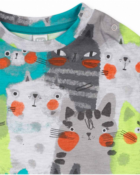 Gray knit t-shirt for boy Cattitude