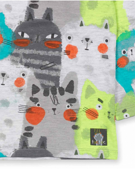 Gray knit t-shirt for boy Cattitude