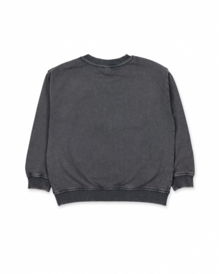 Cattitude gray fleece sweatshirt for boy.