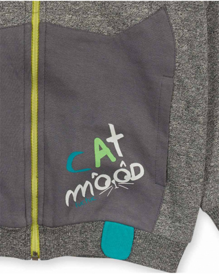 Gray fleece jacket for boy Cattitude
