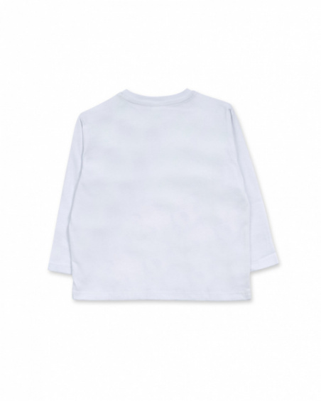 White knit t-shirt for boy Cattitude